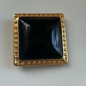 Vintage Monet Espresso Brown Acrylic Square and Gold Tone Metal Brooch